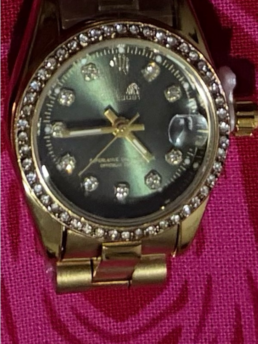 Gold-Tone Women's Watch with Crystal Bezel - Unbranded